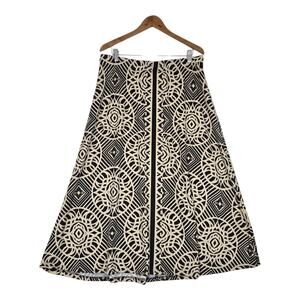 Metro Wear Studded Maxi Skirt 2X Black Beige Geo Print Pull On Elastic Waist